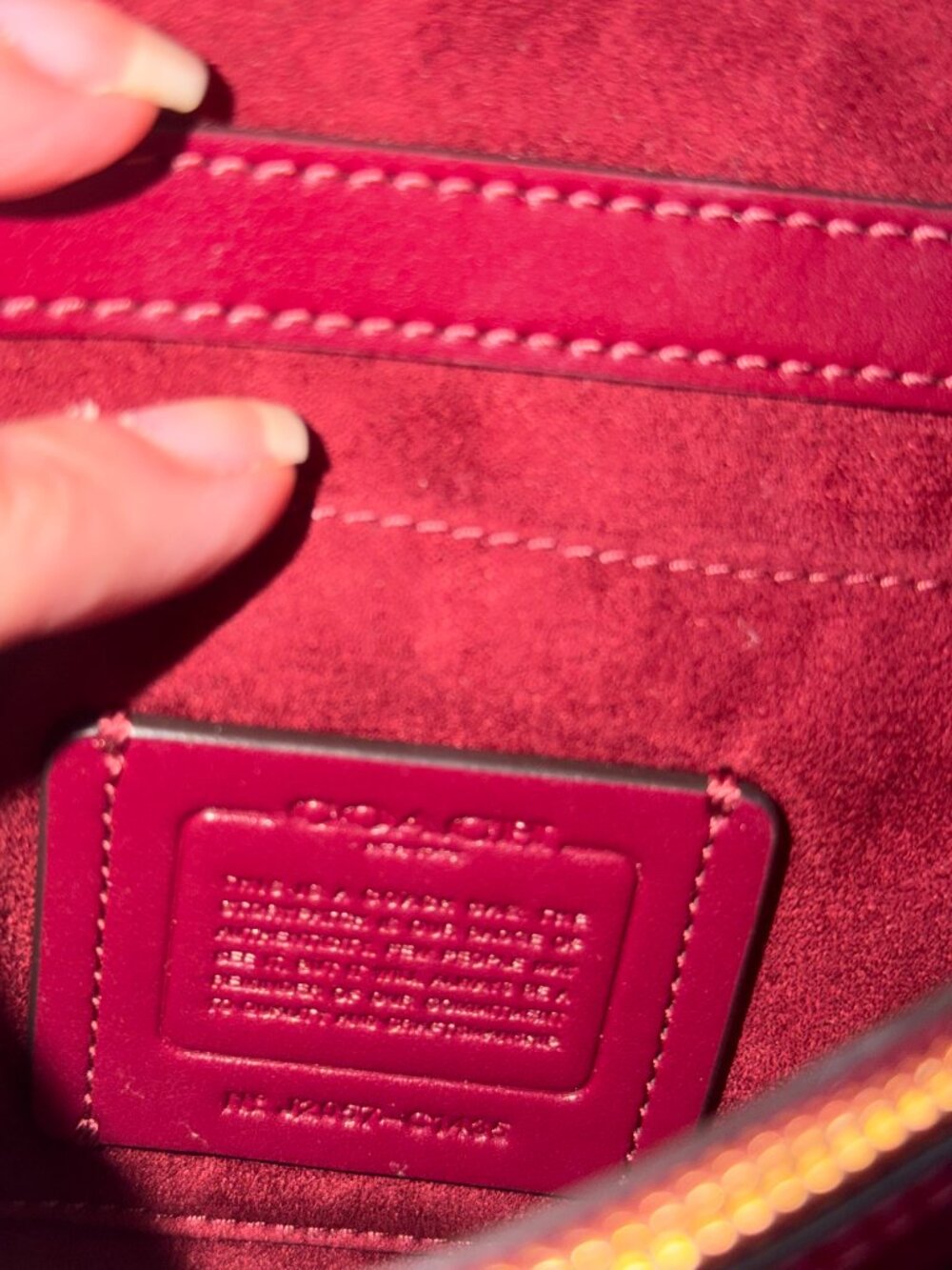 Coach Tilly Satchel 23 in Red/Chalk Striped Crossgrain - Picture 9 of 9